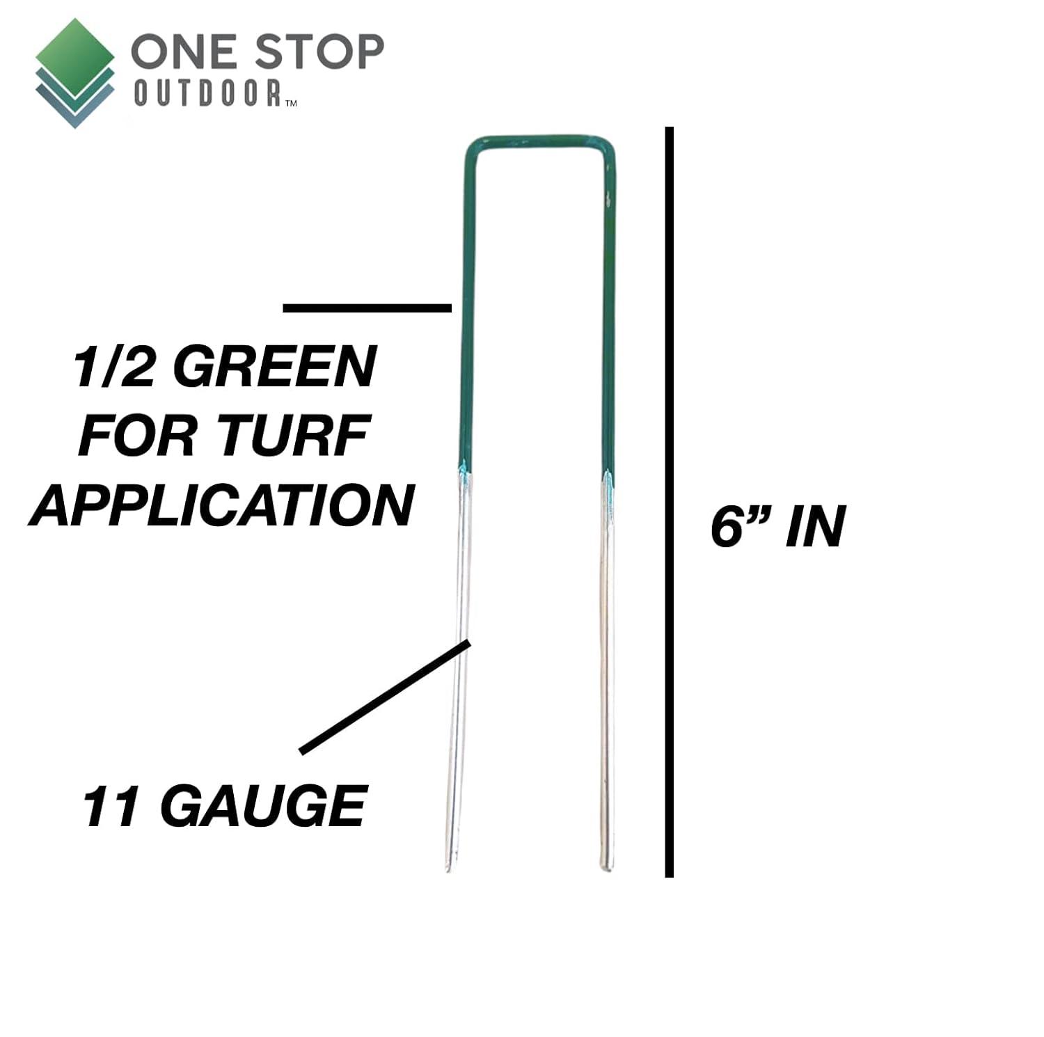 50-Pack Green TOP, 6 Inch Garden Stakes, Landscape Staples, U-Type Turf Stake for Artificial Grass, Rust Proof Sod Pin for Securing Fences Weed Barrier Fabric Outdoor Wires Tents & Tarps