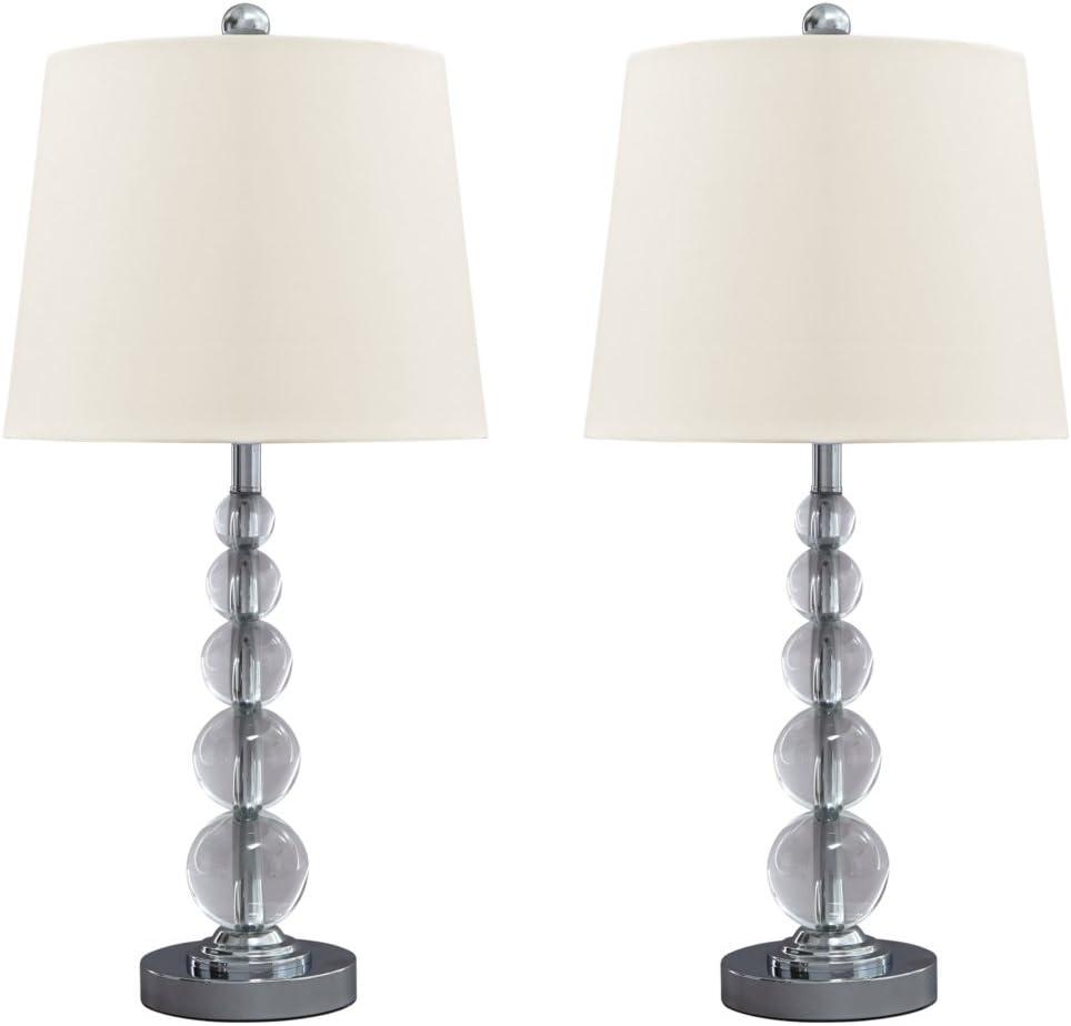 Set of 2 Joaquin Crystal Table Lamps Clear/Silver - Signature Design by Ashley: Chrome-Plated, UL Listed, Drum Shade