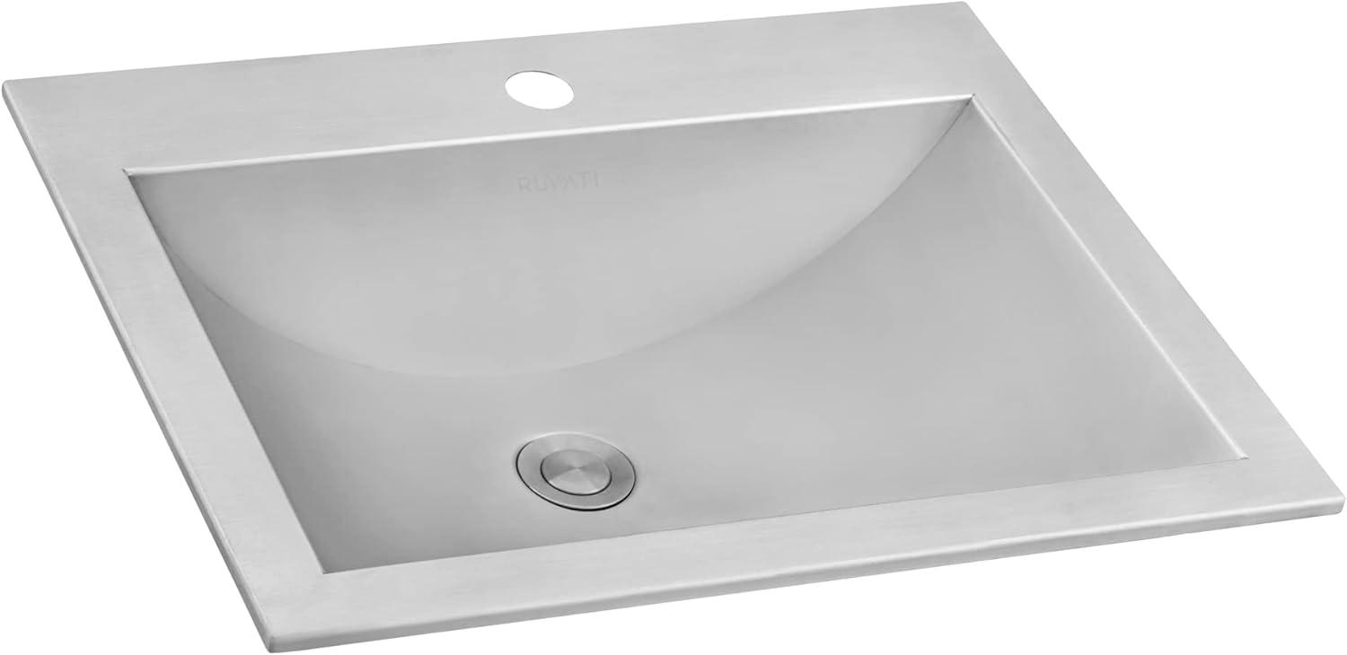 Ruvati 21 x 17 Inch Brushed Stainless Steel Topmount Bathroom Sink