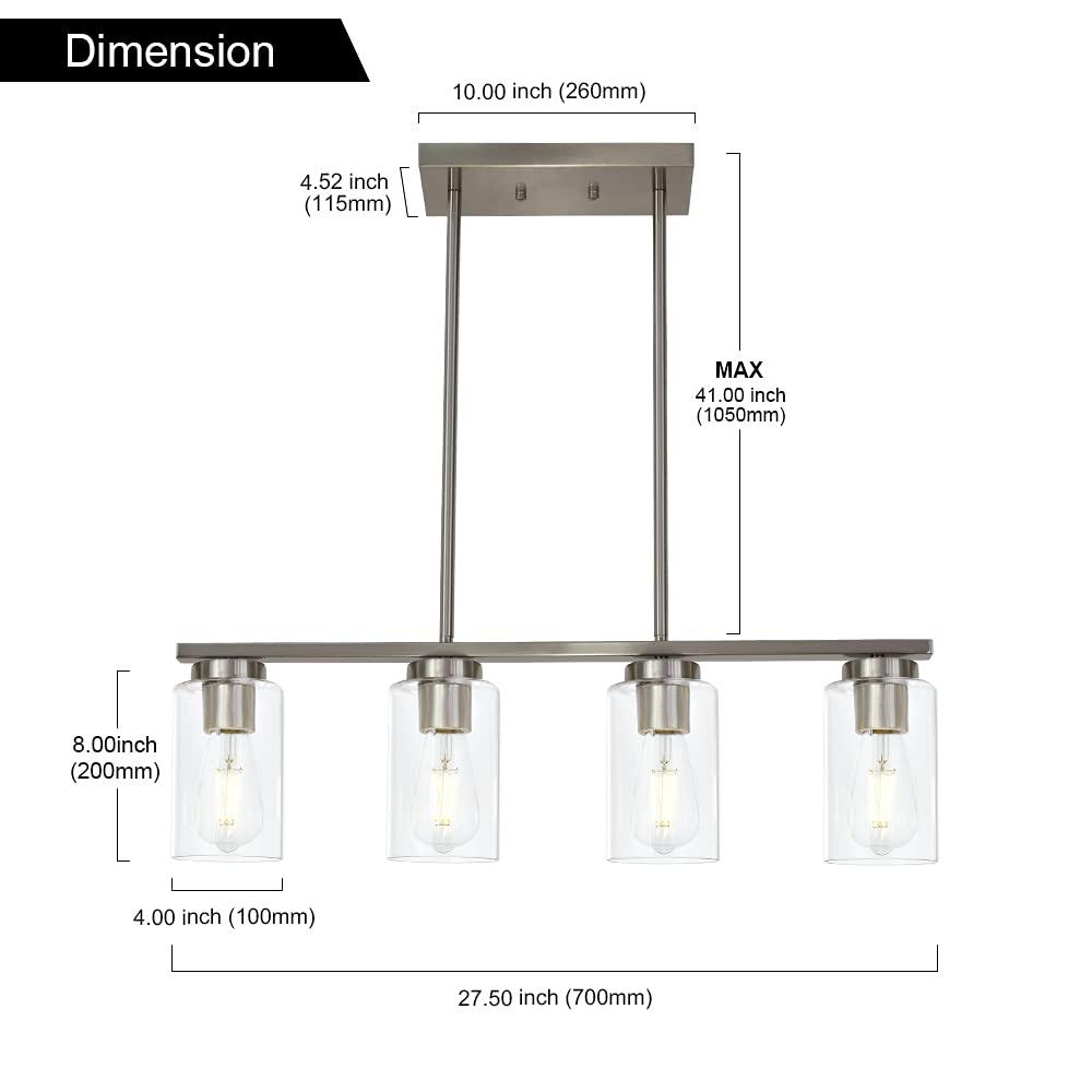 1-Light 5.75" Minimalist Industrial Farmhouse Adjustable Hanging Clear Cylinder Glass Pendant Metallic Silver - Lalia Home: UL Listed, E26 Base