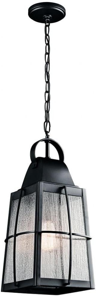 Black Glass Traditional Outdoor Hanging Lantern