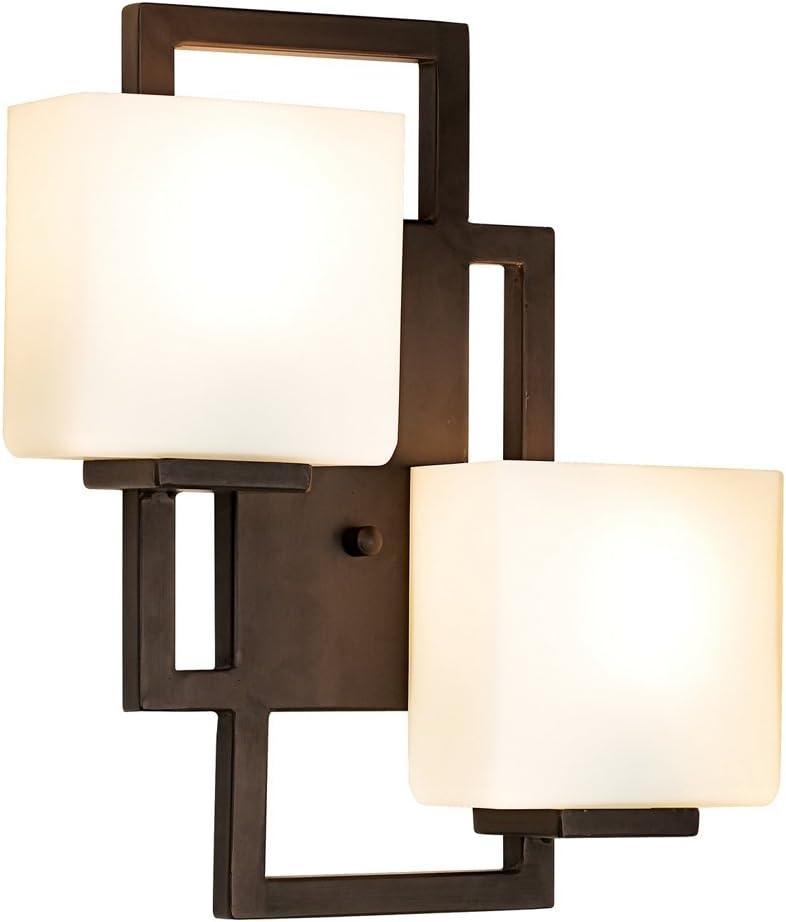 Possini Euro Design Modern Wall Light Bronze 15 1/2" Square Glass Sconce Fixture for Bathroom Side of Mirror Hallway