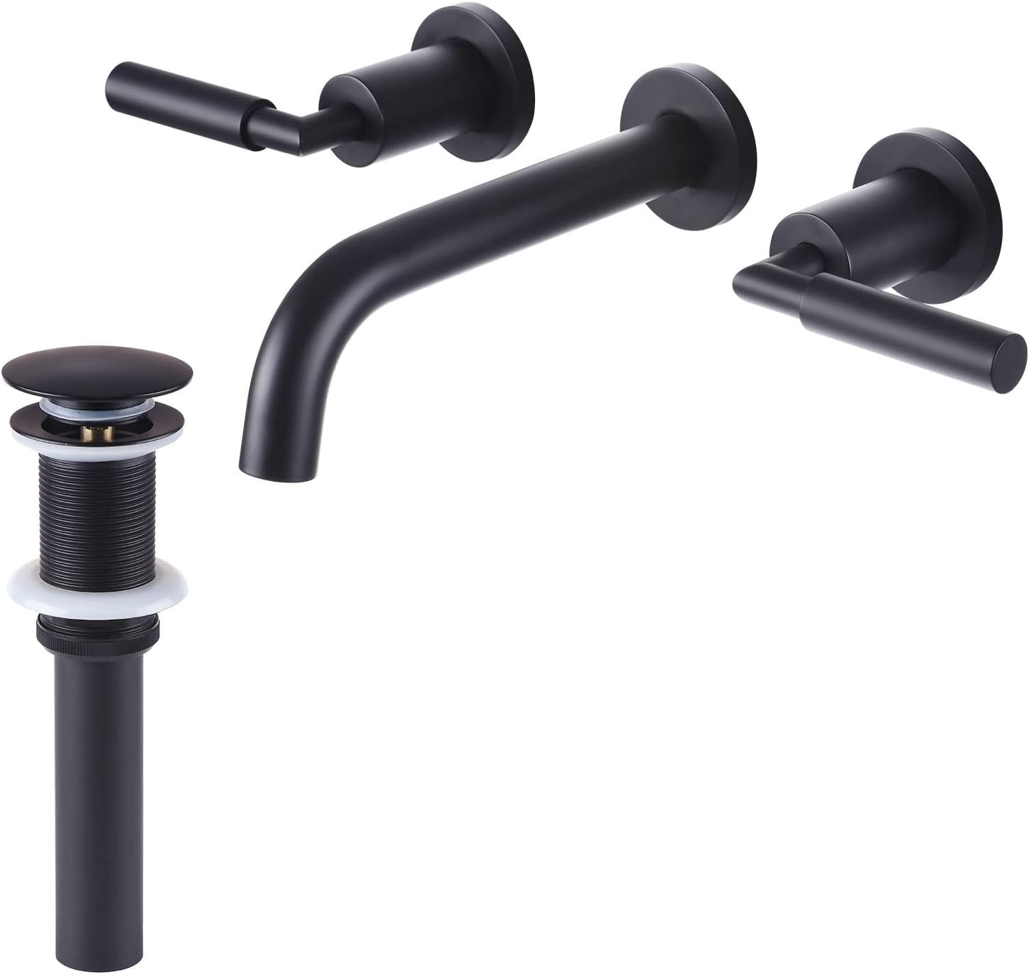 10.08" Widespread Bathroom Faucet 3 Hole, 2-handle Bathroom Sink Faucet with Drain Assembly