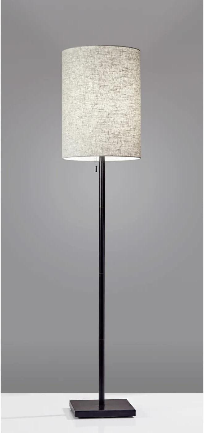 Modern Textured Dark Bronze Floor Lamp with Fabric Shade