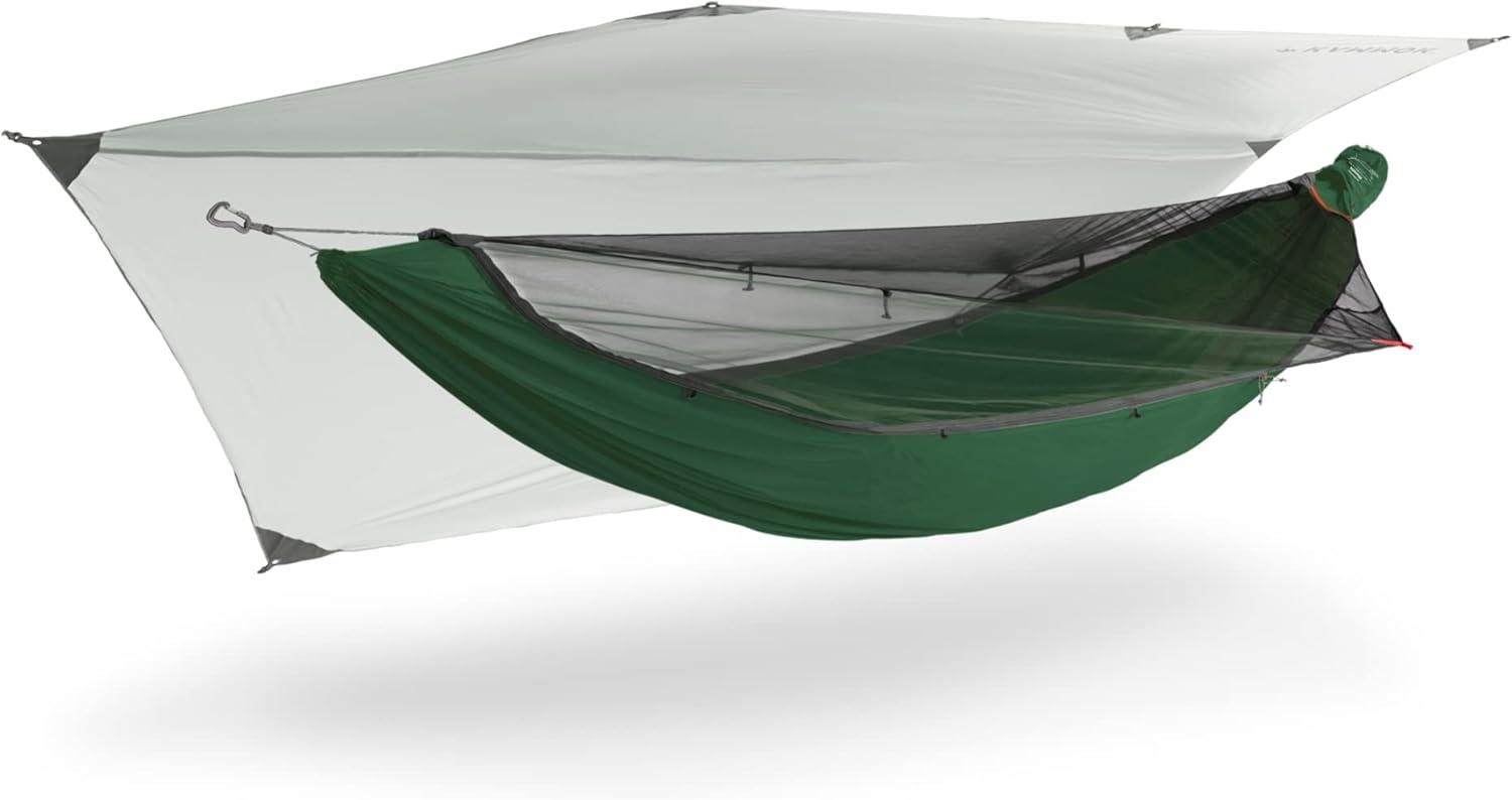 Kammok Mantis All-In-One  All-Season Hammock Tent For Camping/Backpacking with Mosquito Net, Rainfly, Quick Setup, Nylon | 1-Person | Pine Green