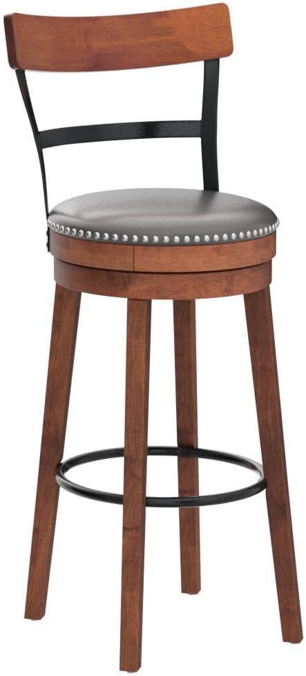 Costway Set of 2/4 BarStool 30.5'' Swivel Pub Height Dining Chair with Rubber Wood Legs