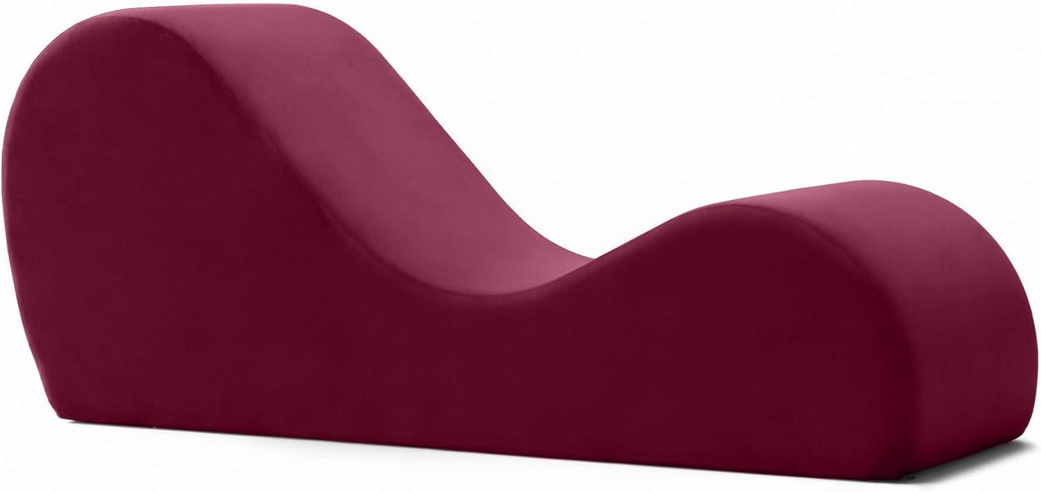 Avana Modern Red Microvelvet Armless Yoga Chaise Lounger, 60 in