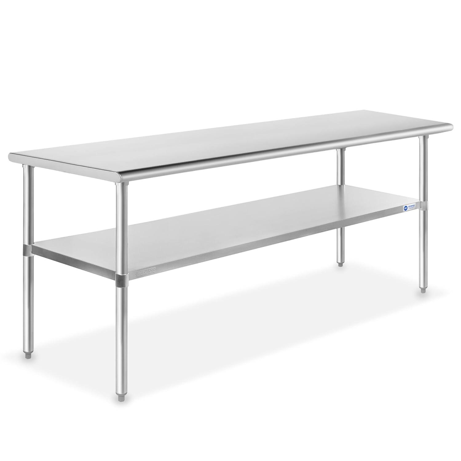 30" D x 34.5" H Stainless Steel Prep Station with Undershelf