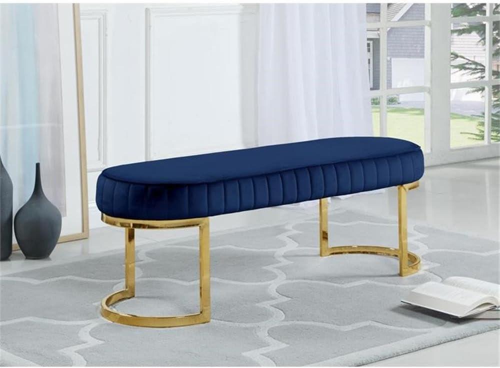 Meridian Furniture Lemar Contemporary Velvet Bench in Navy