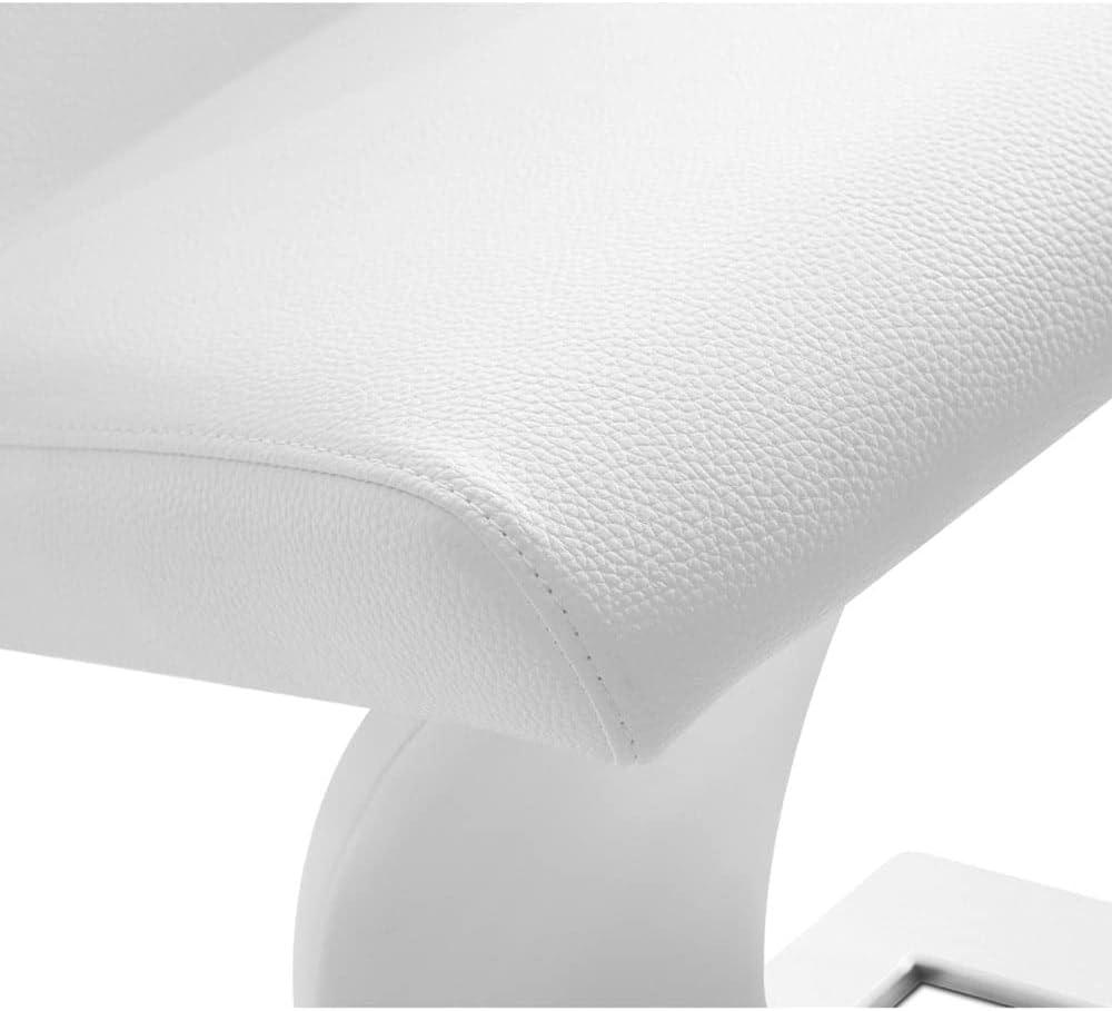 Furniture Modern Dining Chair in White Leatherette and Stainless Steel