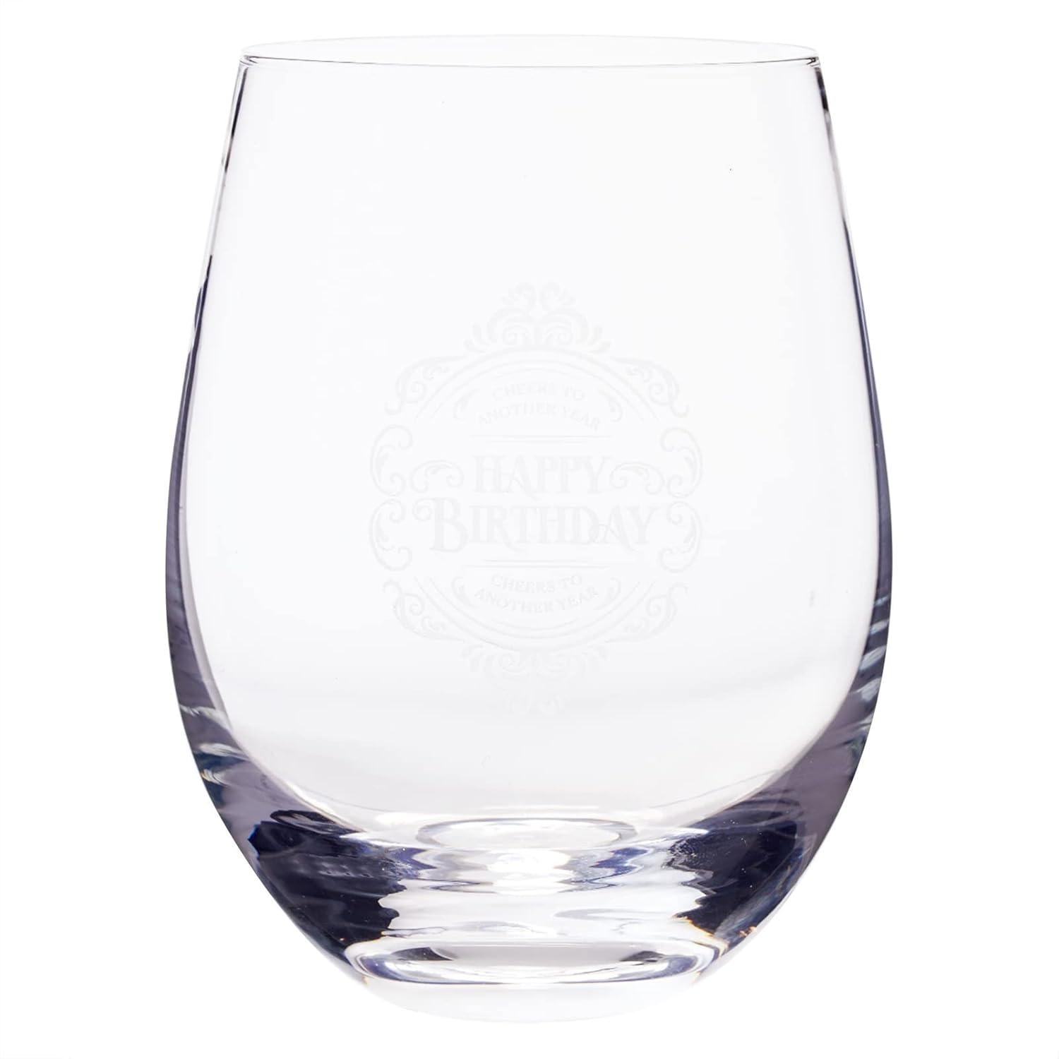 Aged to Perfection Clear Stemless Wine Glass Set, 18 oz