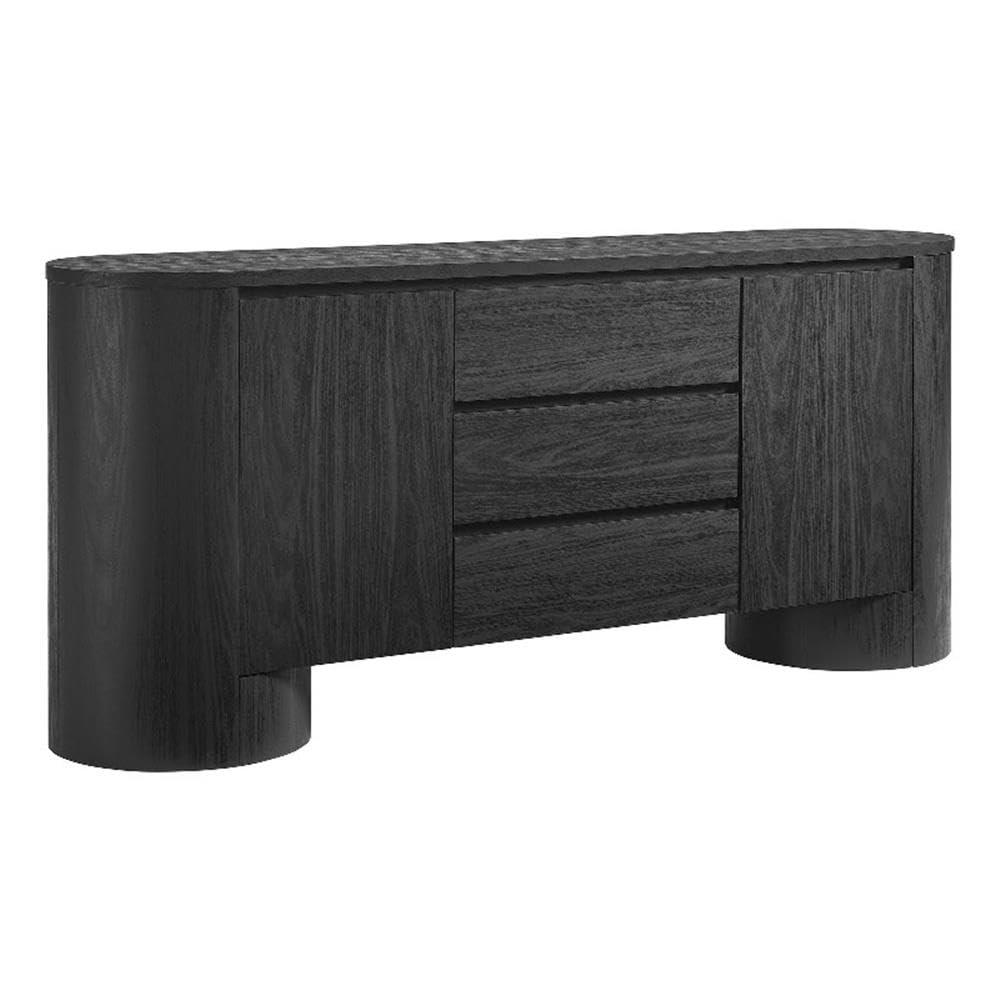 Modway Duval 71" Rounded Sideboard Storage Cabinet in Black