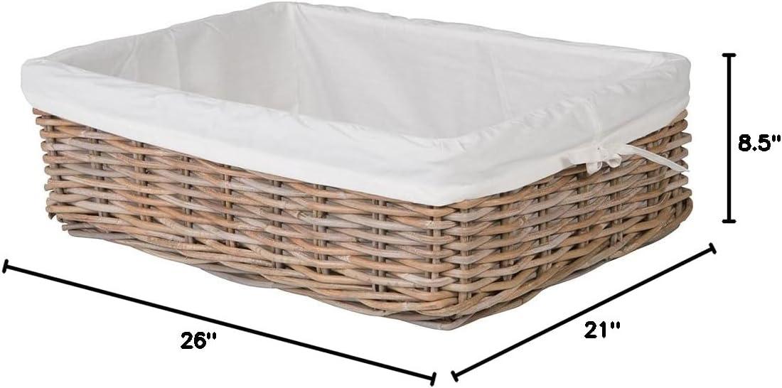 Alieon Kobo Rattan Shelf, Underbed Removable Liner, Gray, Large Size Decorative Storage Basket