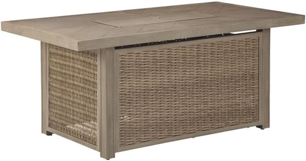 Signature Design by Ashley Beachcroft Rectangular Fire Pit Table in Beige