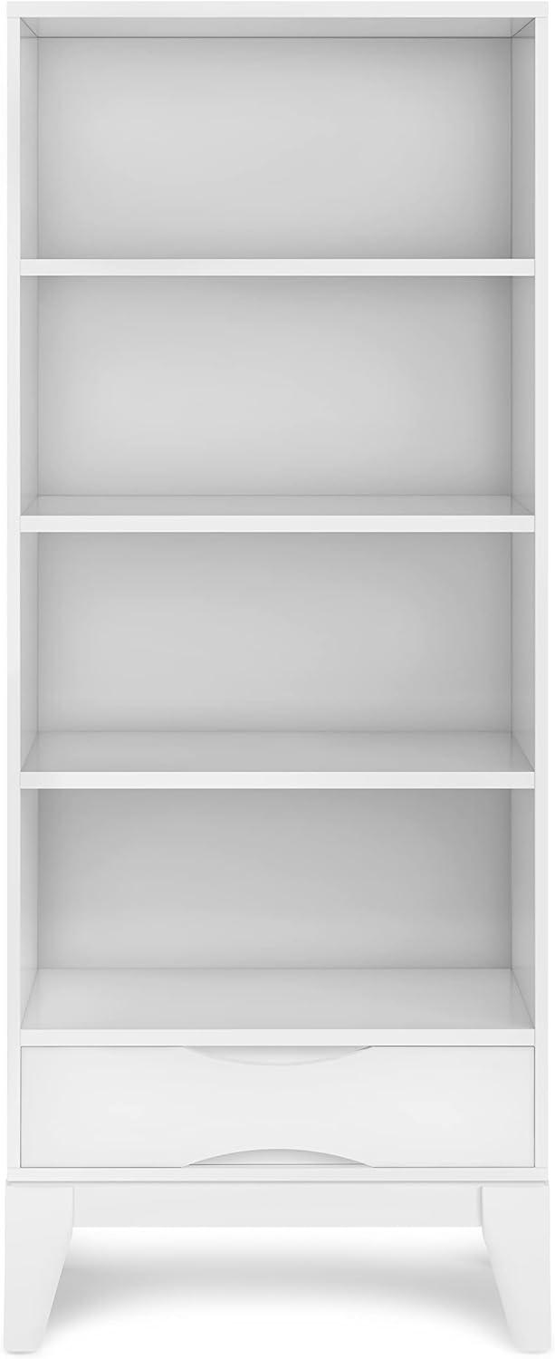 Simpli Home Harper 24"W Solid Hardwood 4 Shelf Mid-Century Modern Bookcase with Drawer and Adjustable Shelves