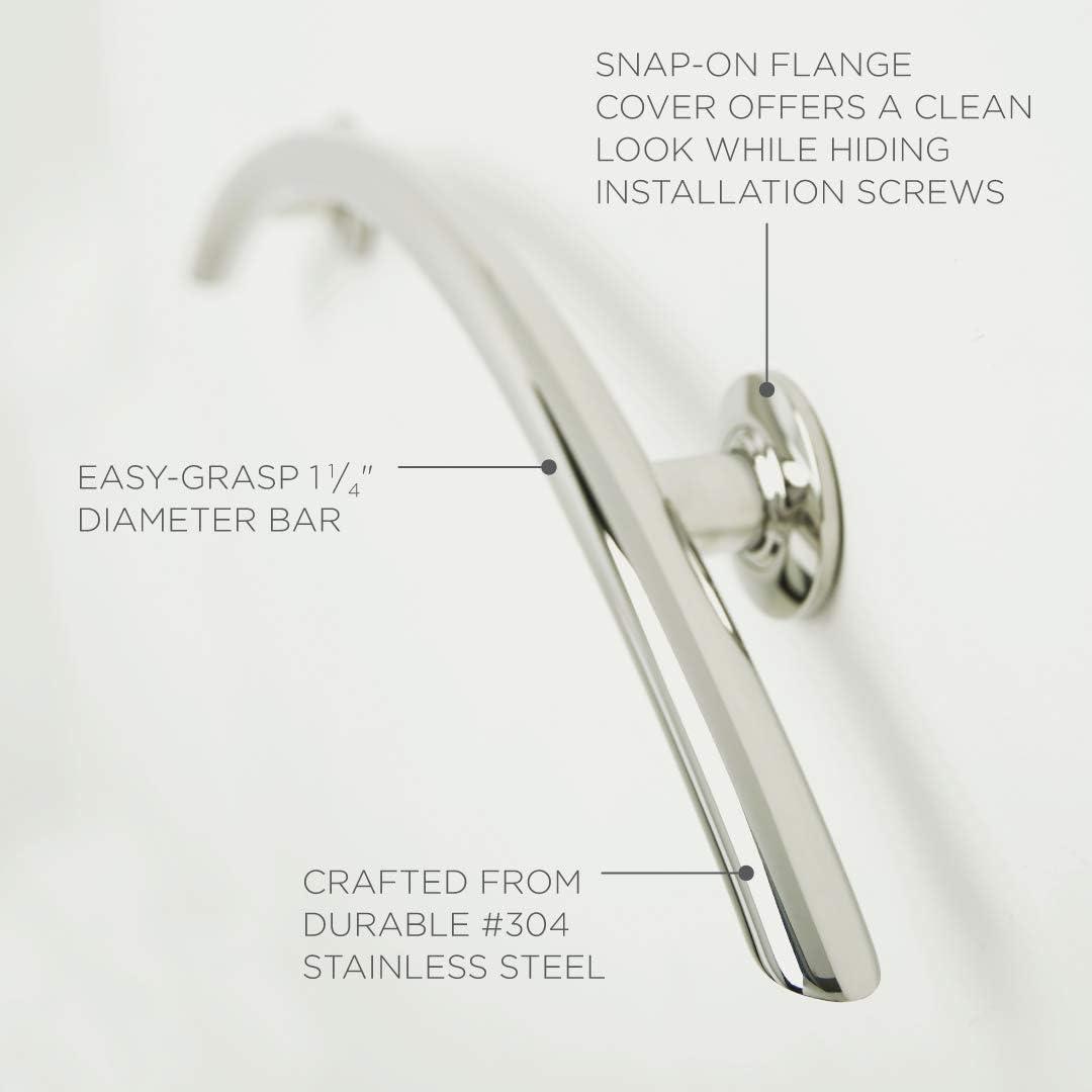 Lifestyle & Wellness Crescent Curved Wall Mount Bathroom Shower 30" Grab Bar