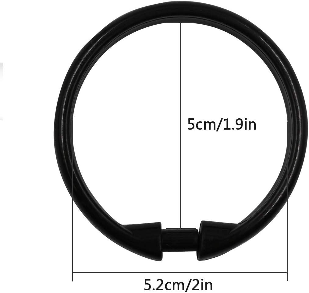 Black Plastic O-Shaped Shower Curtain Rings, 12-Pack