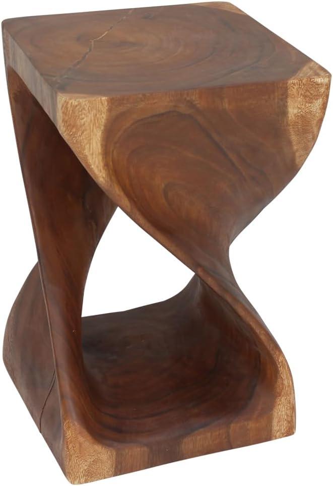 Haussmann® Wood Twist End Table 15 x 15 x 23 inch High Cherry Oil