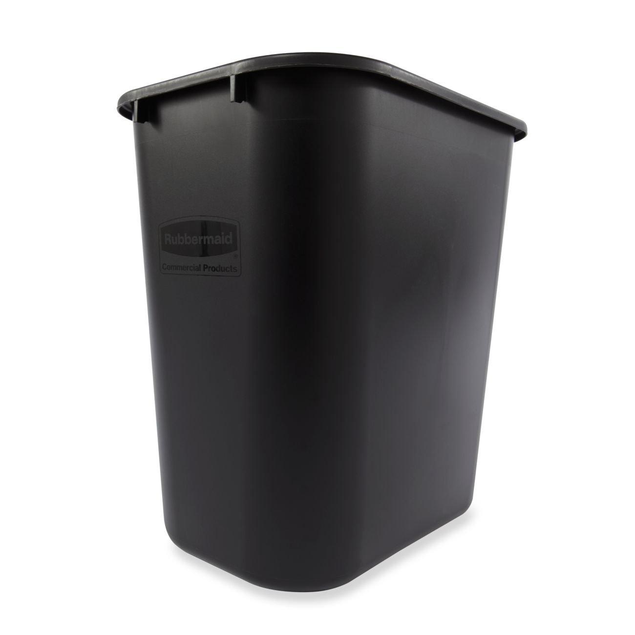 Black Rectangular Plastic Office Wastebasket