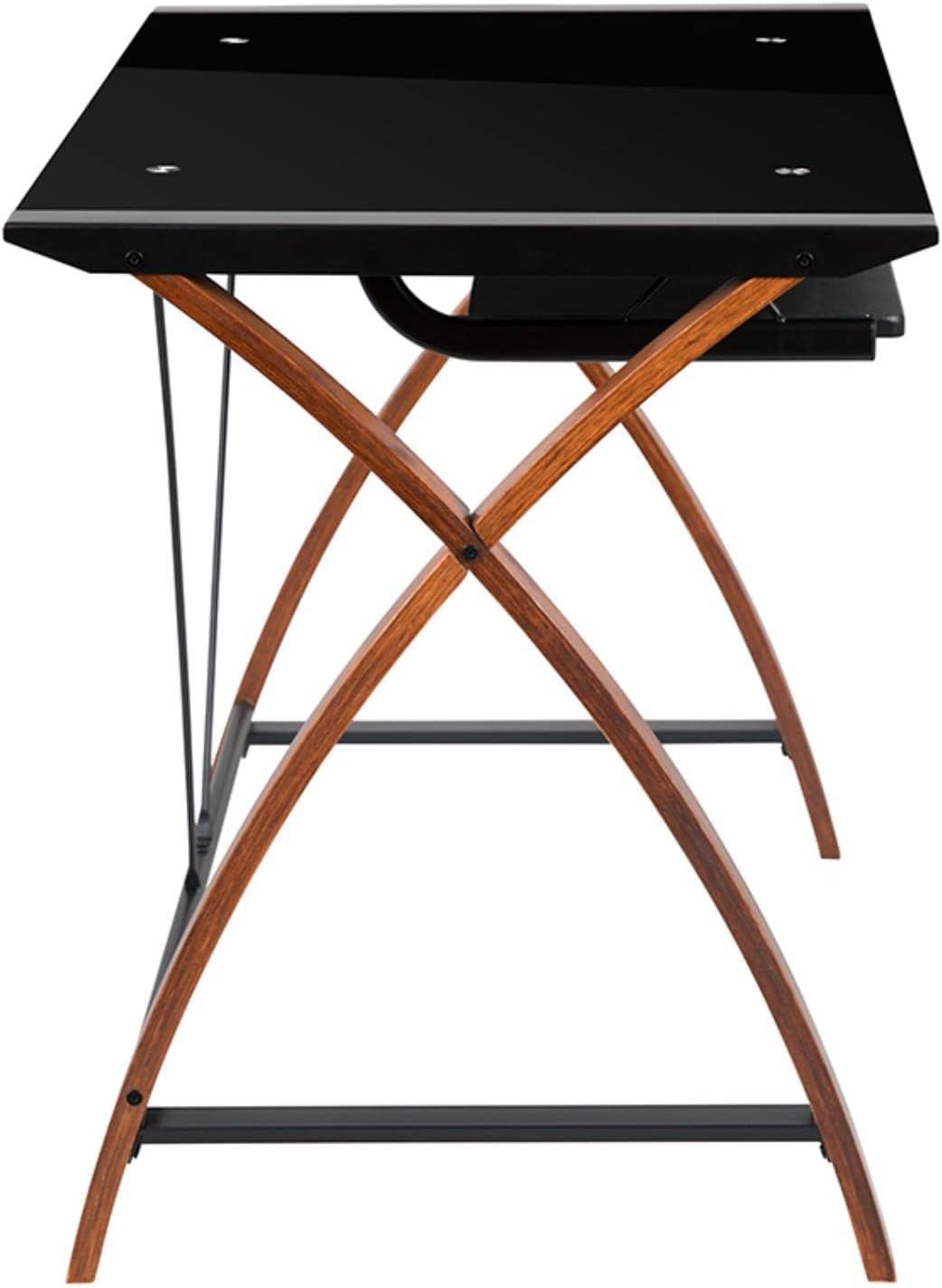 Cherry and Black Contemporary Plywood Computer Desk with Sliding Keyboard Tray