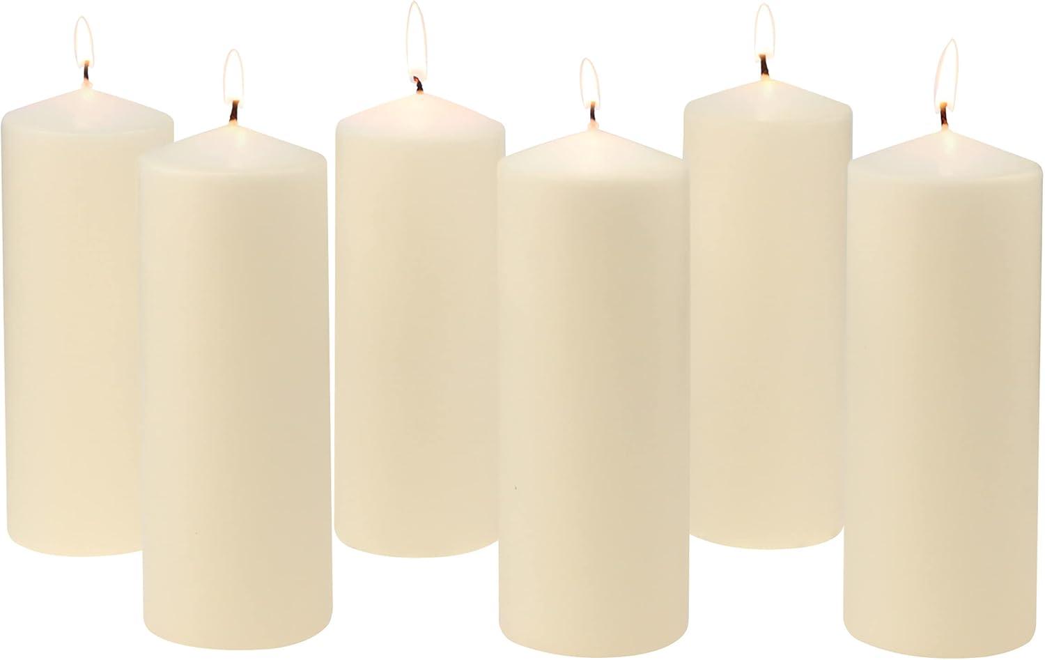 6pk Pillar Candles Ivory - Stonebriar Collection