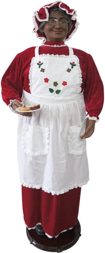 58-Inch Red Velvet Dancing Mrs. Claus with Apron and Cookies