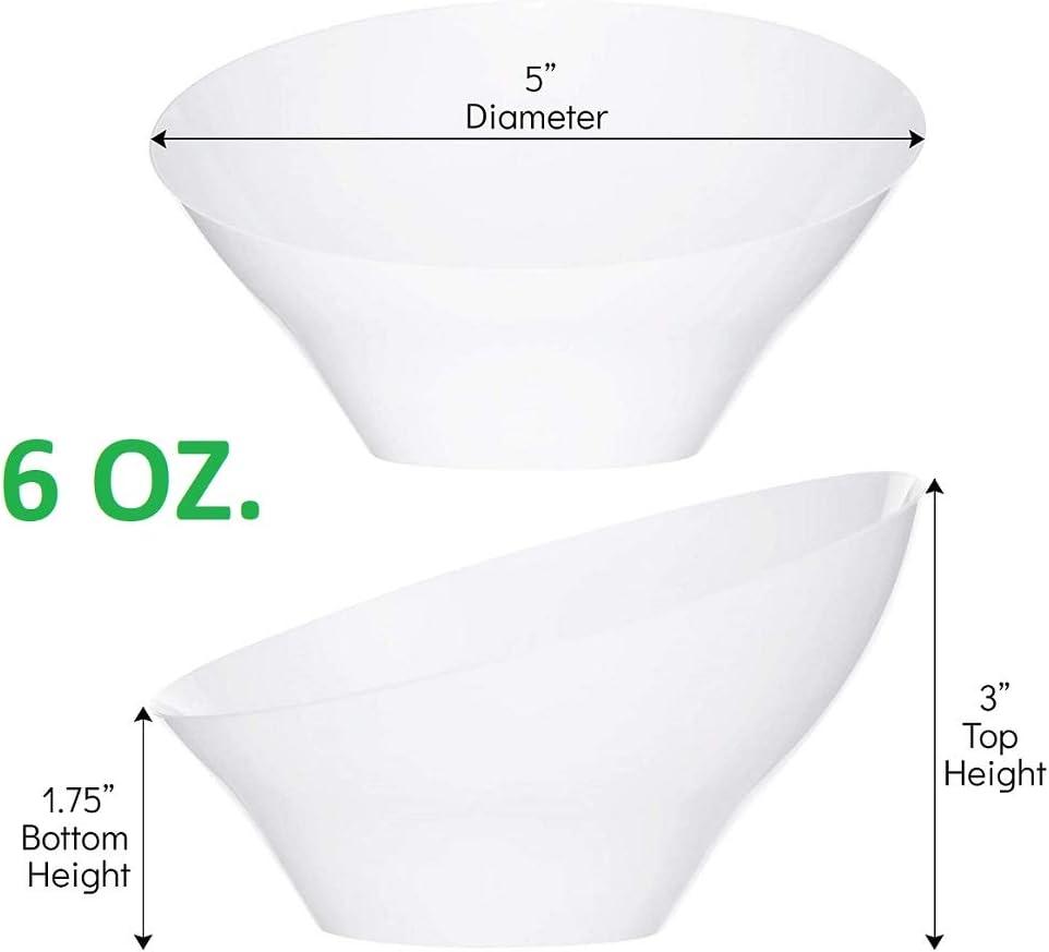 PLASTICPRO Angled Plastic Serving Bowls White Disposable Bowls Party Supplies, Large 4-Pack