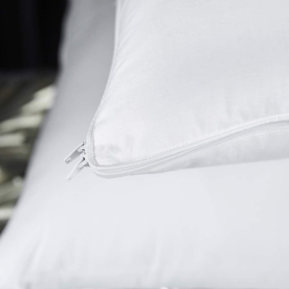 Queen Size Adjustable Goose Feather Bed Pillow with Cotton Cover