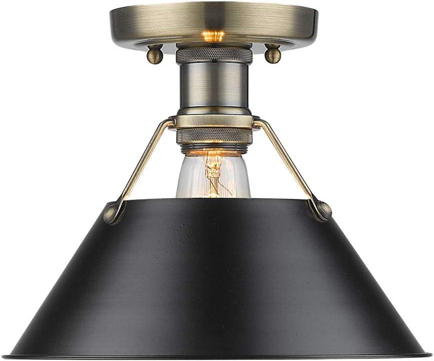 Golden Lighting Orwell 1-Light Flush Mount in Brushed Champagne Bronze with Clear Glass