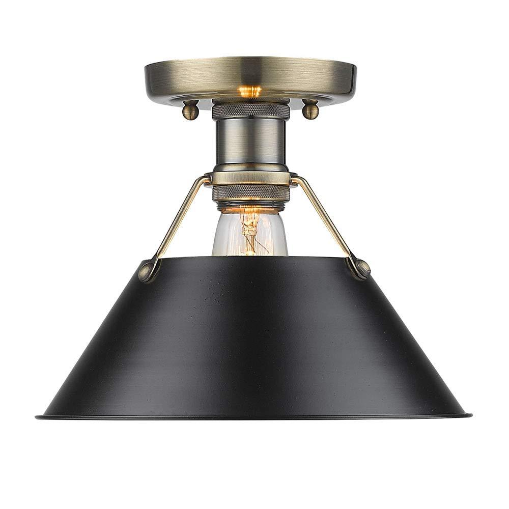 Golden Lighting Orwell 1-Light Flush Mount in Brushed Champagne Bronze with Clear Glass