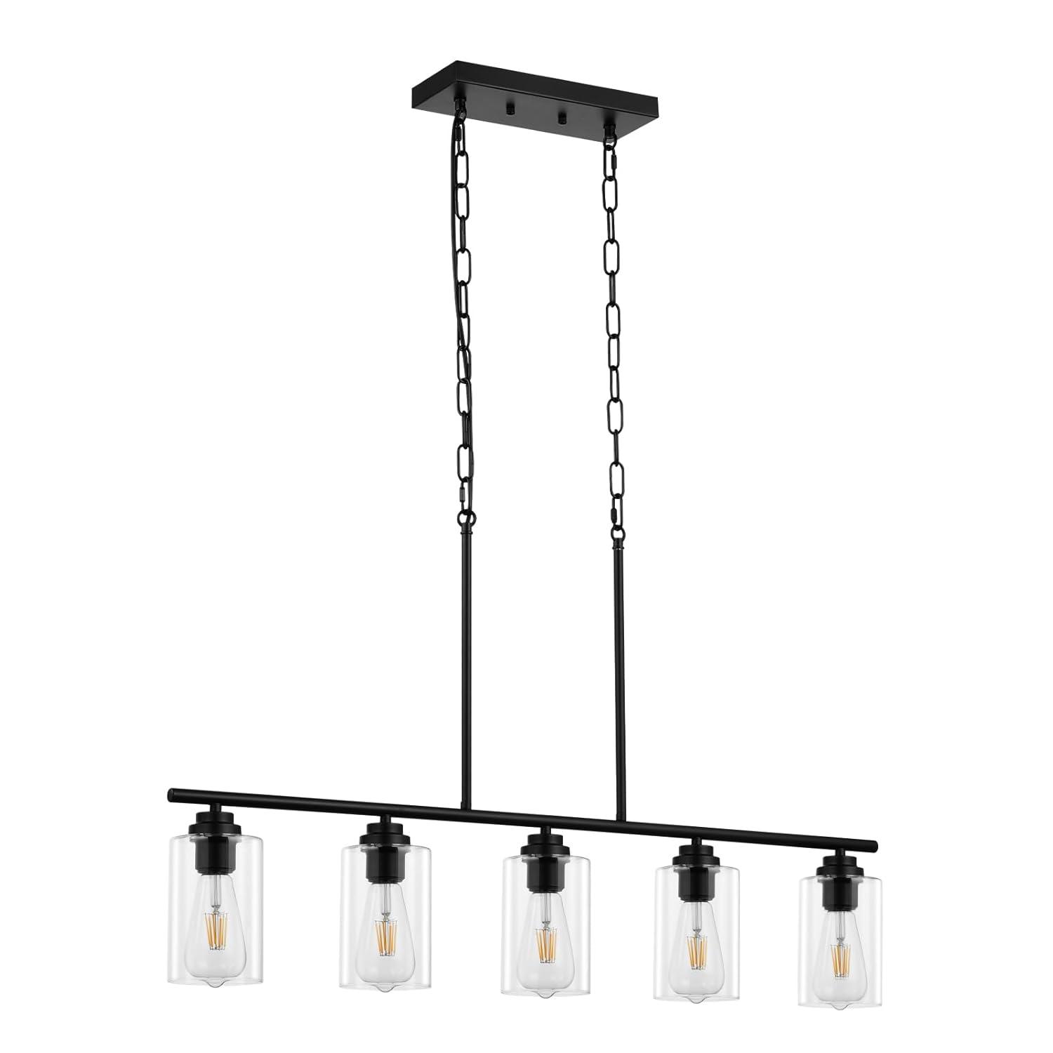 VEVOR 5-Light Adjustable Kitchen Island Pendant Light - 60W E26 Bulbs for Dining Room