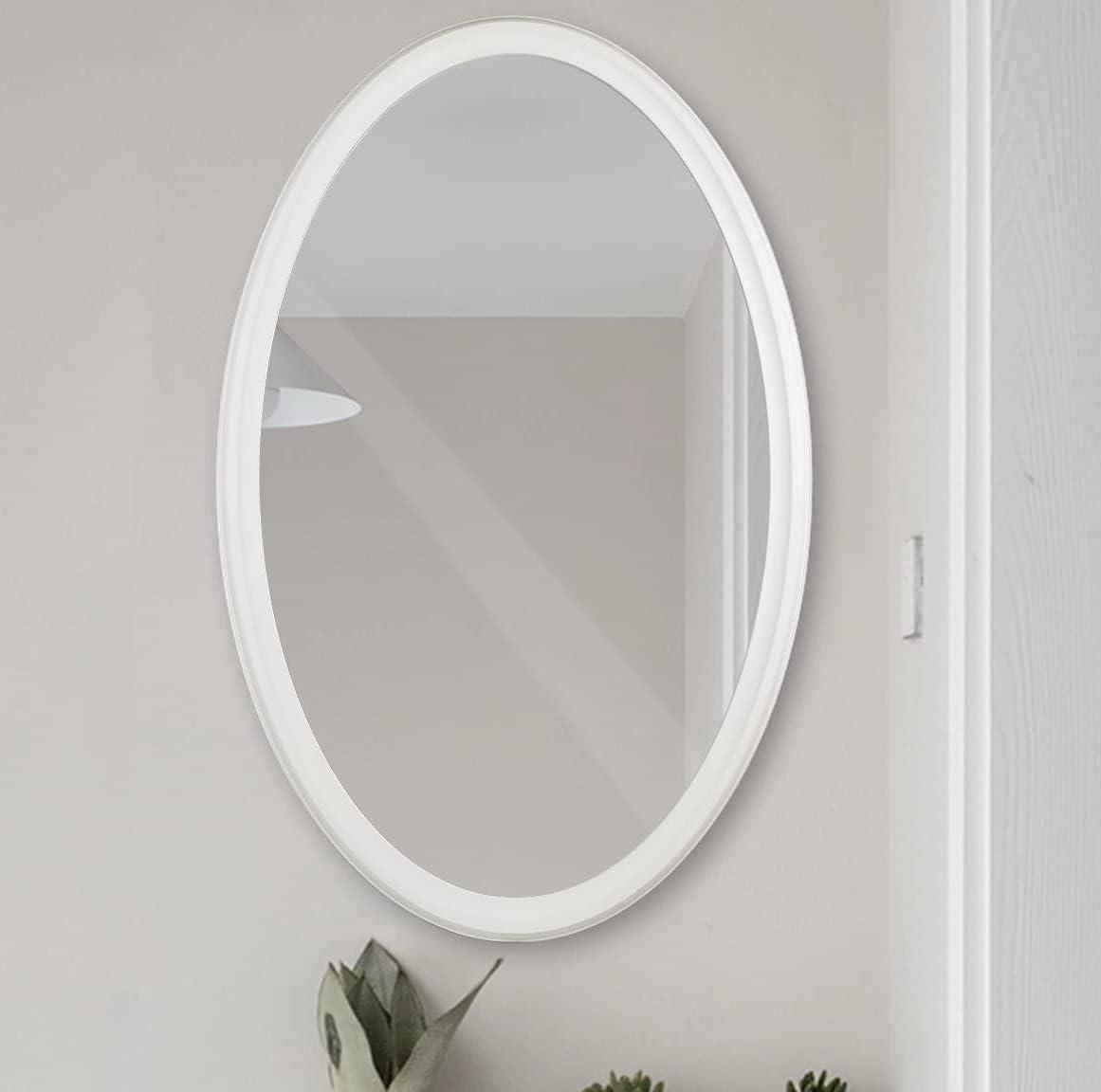24" x 36" Hogan Oval Decorative Framed Wall Mirror White - Kate & Laurel All Things Decor: Modern Style, No Assembly Required