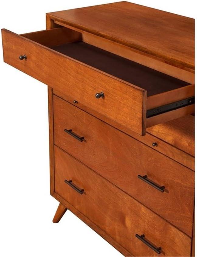 Flynn Mid Century Modern 4 Drawer Multifunction Chest with Pull Out Workstation Tray in Acorn Finish