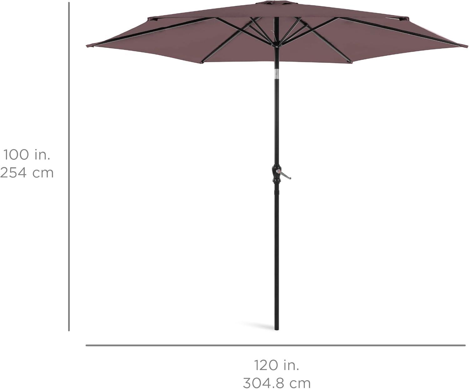 10ft Deep Taupe Steel Market Patio Umbrella with Crank and Tilt