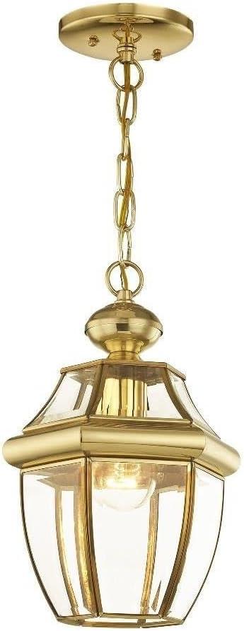 Monterey Polished Brass Outdoor Pendant Lantern with Clear Glass