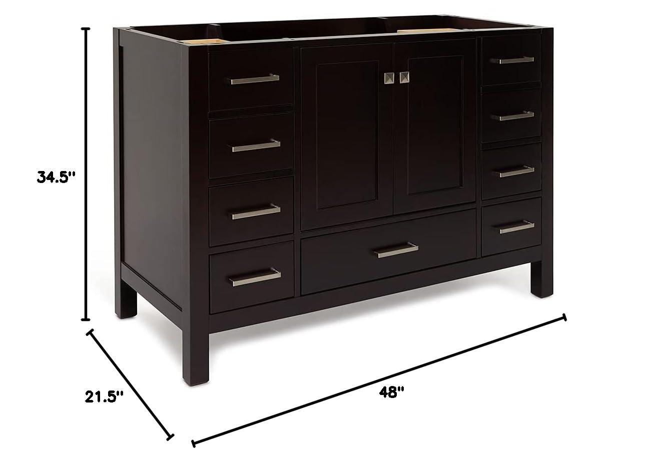 Ariel A049s-Bc Cambridge 48" Single Free Standing Vanity Cabinet Only - Brown