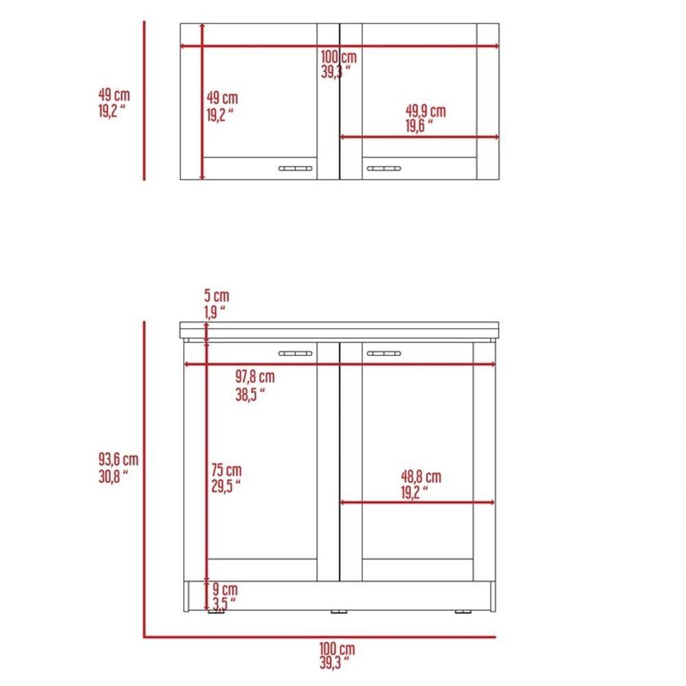 White and Light Gray Manufactured Wood Kitchen Cabinet Set