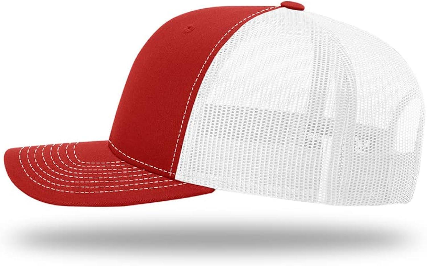 Richardson - Adjustable Snapback Trucker Cap - 112 - Red/ White - Size: OSFM
