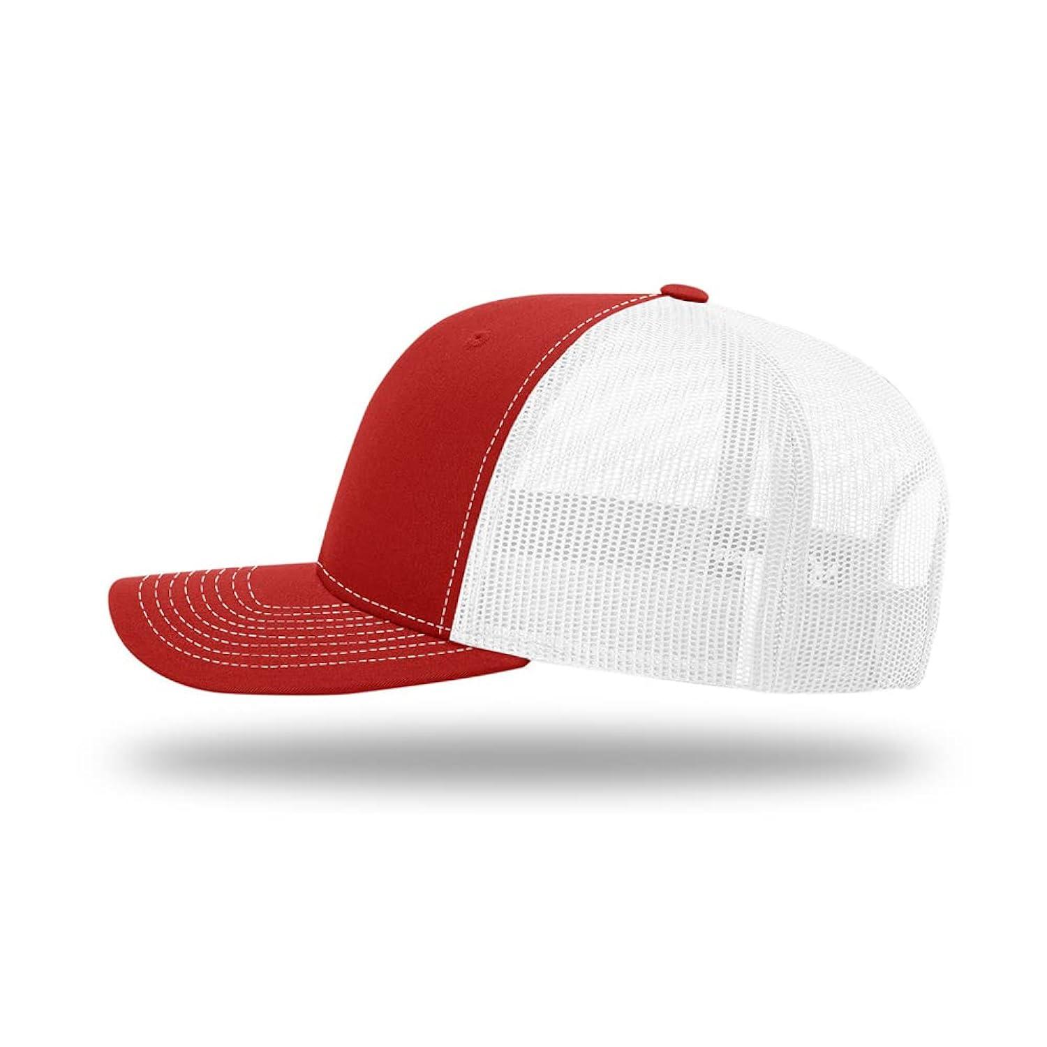 Richardson - Adjustable Snapback Trucker Cap - 112 - Red/ White - Size: OSFM