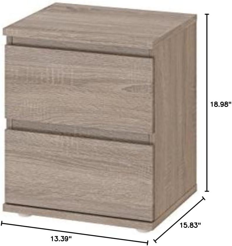 Tvilum Aurora 2 Drawer Bedroom Nightstand for Adults, Truffle