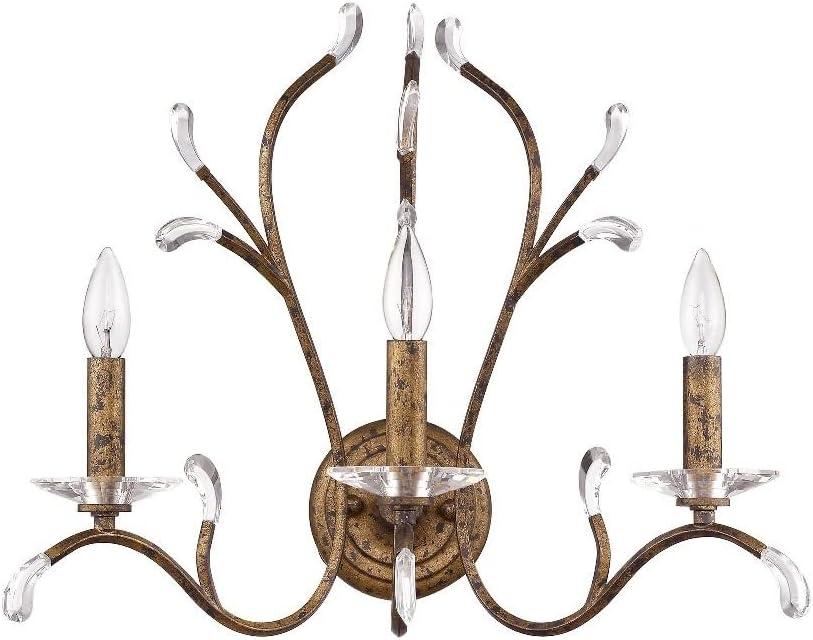 Serafina 3-Light Bronze Sconce with Clear Crystal Accents