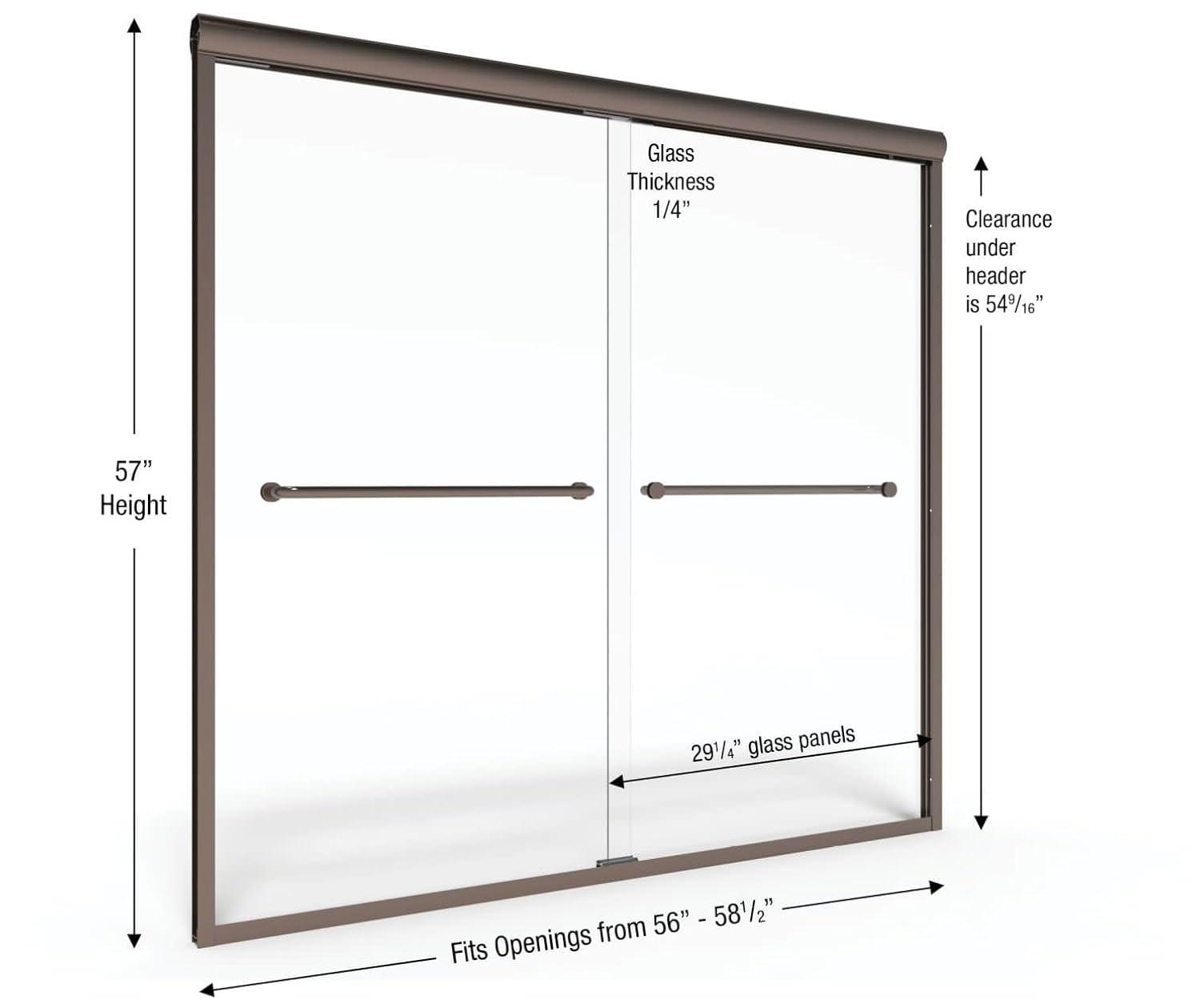 Basco Infinity 29.25" W x 57" H Bypass Semi- Frameless Tub Door INFH05A5857CLSV