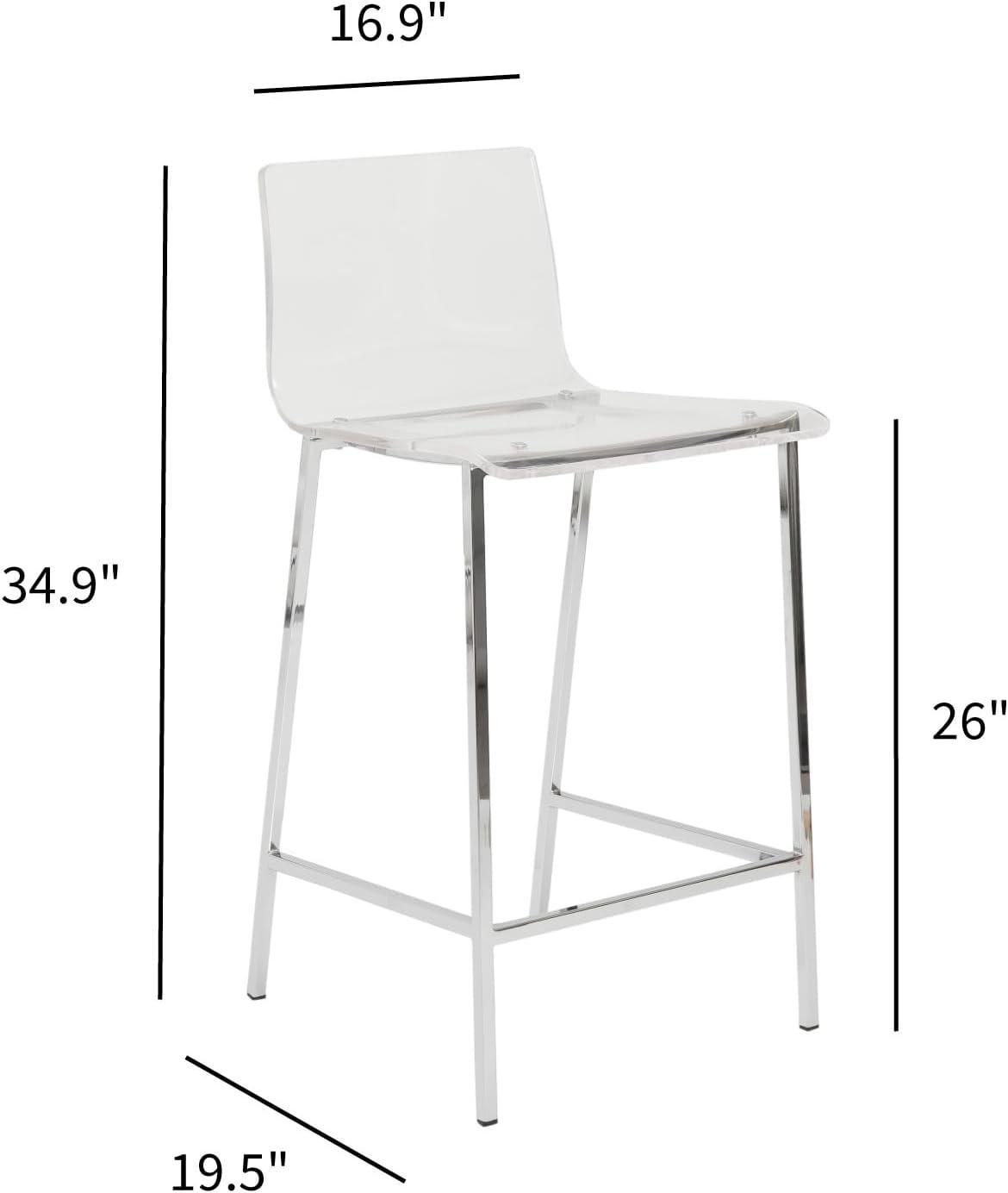 EURO STYLE Chloe Office Chair in Clear, Acrylic, Chromed Steel Base, 360° Swivel, Adjustable Height, Casters for Mobility, Made for Everyday Home Use