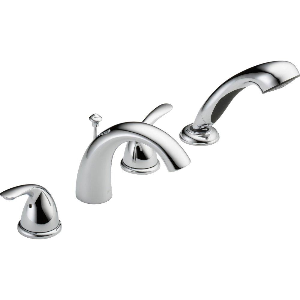 Classic Double Handle Deck Mounted Roman Tub Faucet Trim with Handshower