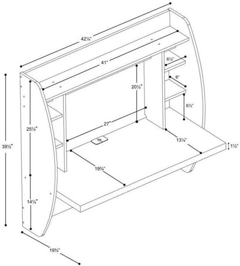 Prepac Floating Desk - Versatile Wall Mounted Desk for Small Spaces, Efficient Computer Desk with Storage, Black Wall Desks, Perfect for Modern Homes