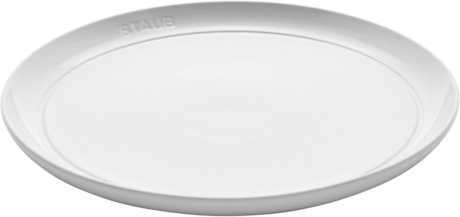 White Porcelain Microwave-Safe Dinner Plate Set, 11-Inch