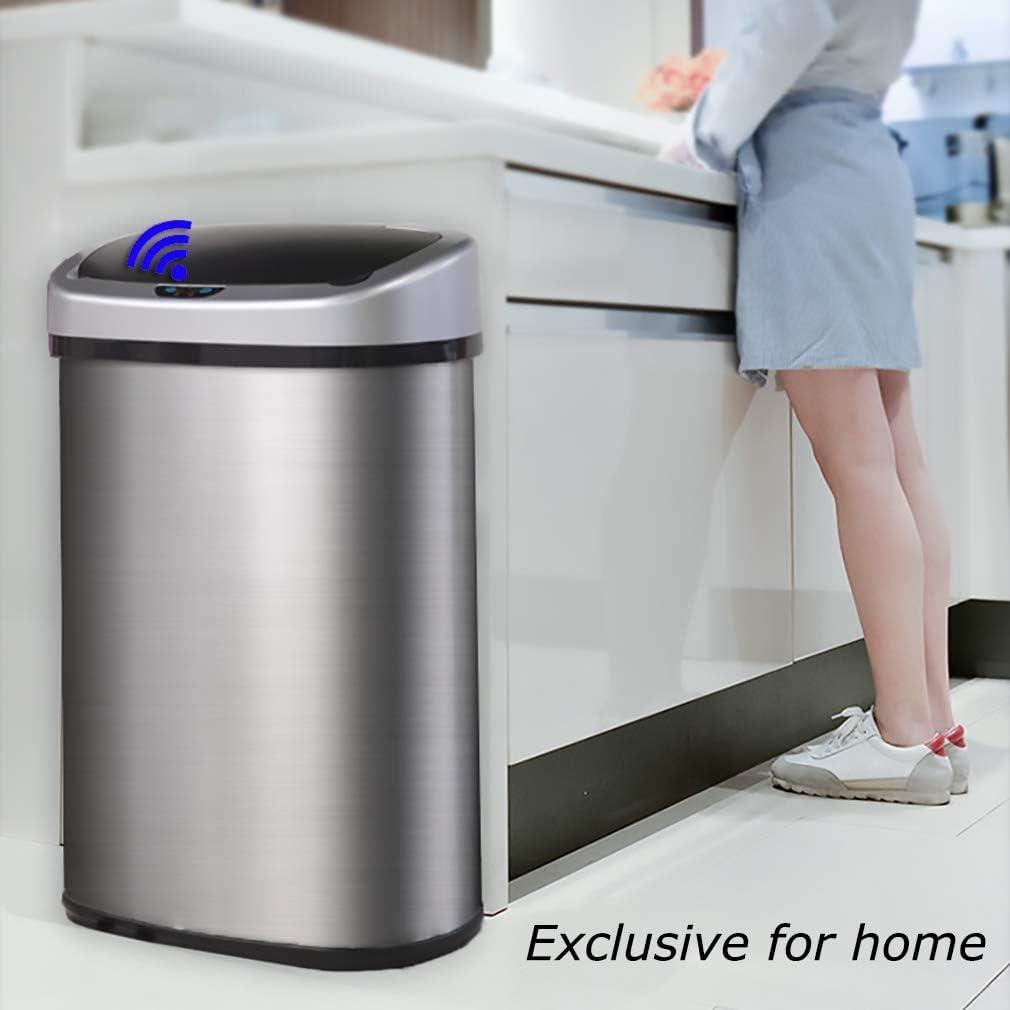 Brushed Stainless Steel Touchless Rectangular 13 Gallon Trash Can