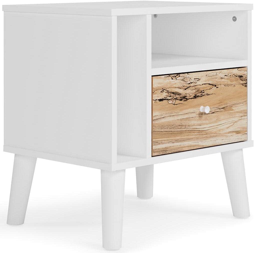 Contemporary Sugarberry & Matte White Nightstand with Open Shelving