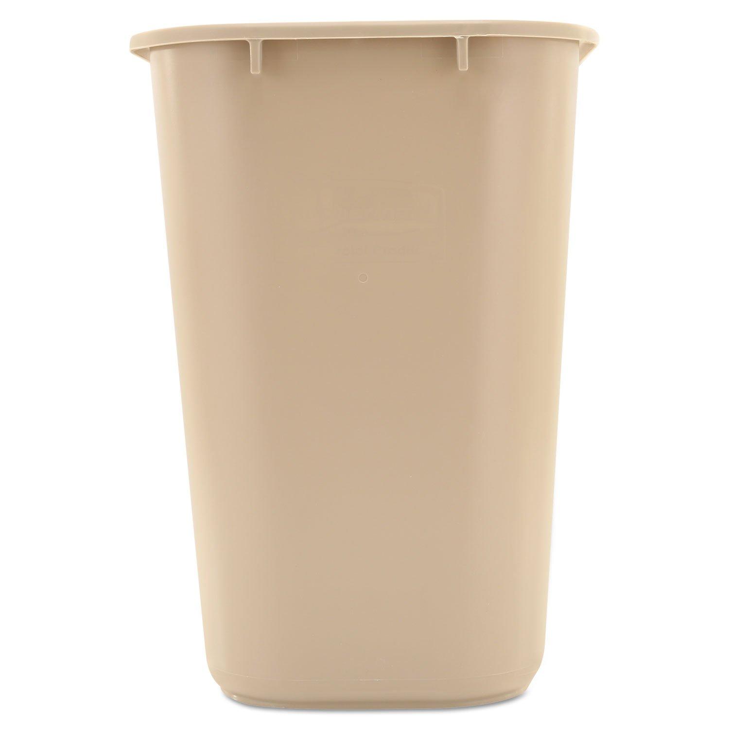 Beige 28-Quart Rectangular Plastic Office Wastebasket