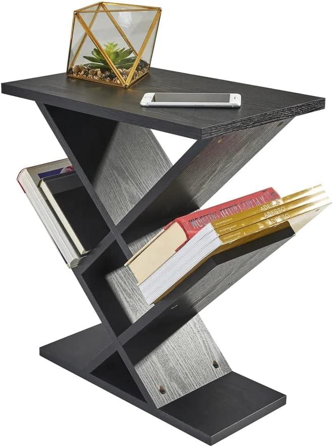 Adesso Zig Zag Accent Table Black Walnut : Mid-Century Modern, 19x12, Spot Clean, No Tools Assembly